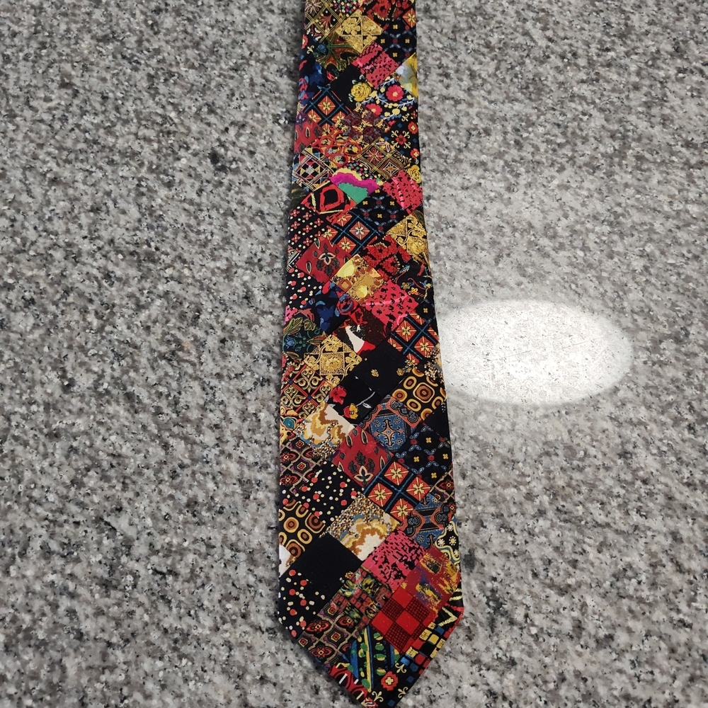 Vintage Rare Brioni Colorful Patchwork Men's Tie